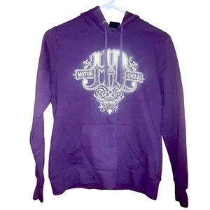Women’s Harley-Davidson Pullover Hoodie Lone Wolf Spokane, WA Purple Size Small